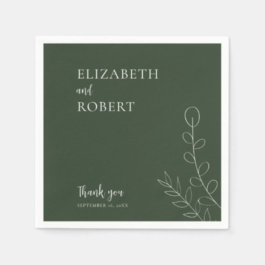 Floral Sage Trouwscript Elegant Minimaal Eenvoudig Servet (Voorkant)