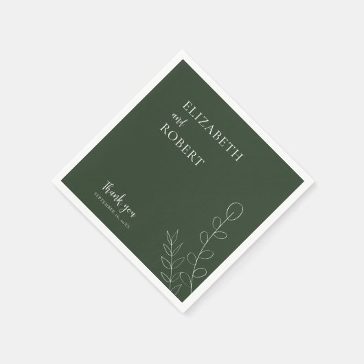 Floral Sage Trouwscript Elegant Minimaal Eenvoudig Servet (Hoek)