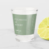 Floral Sage Trouwscript Elegant Minimaal Eenvoudig Shot Glas (Voorkant)