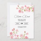 Floral Sakura Cherry bruiloft uitnodiging Kaart (Voorkant)