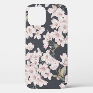 Floral sakura, donkergrijs, naadloos patroon. Case-Mate iPhone case