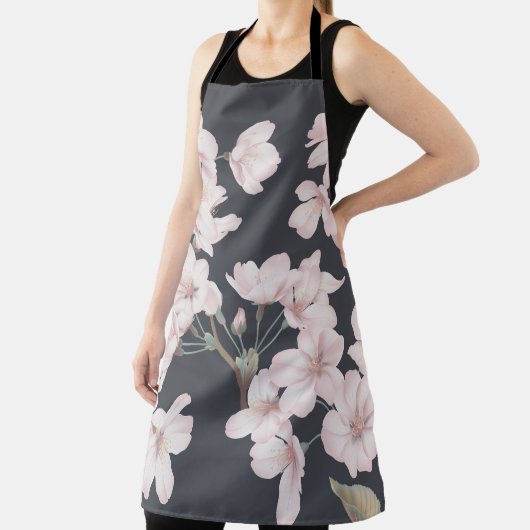 Floral sakura, donkergrijs, naadloos patroon. schort (Insitu)