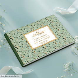 Floral salie groen goud eucalyptus bladeren bruilo gastenboek