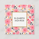 Floral Salon Hair Stylist Makeup Spa Vierkante Visitekaartje (Voorkant)