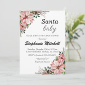 Floral Santa Baby Kerstmis Baby shower Kaart (Staand voorkant)