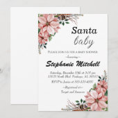 Floral Santa Baby Kerstmis Baby shower Kaart (Voorkant / Achterkant)