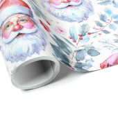 Floral Santa Claus Wrapping Paper Cadeaupapier (Rol Hoek)