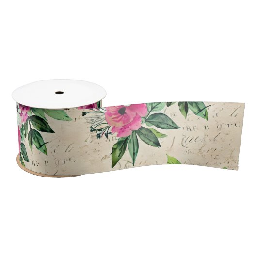  Floral Satijnen Lint (Spoel)