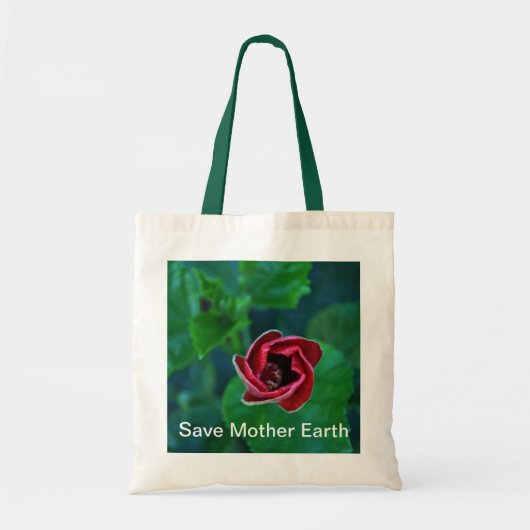 Floral "Save Moeder Earth" Ga groen Tote Bag (Voorkant)