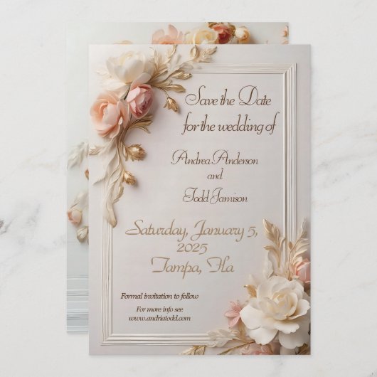 Floral Save The Date (Voorkant / Achterkant)