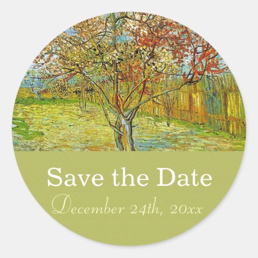  floral save the date bruiloft ronde sticker (Voorkant)