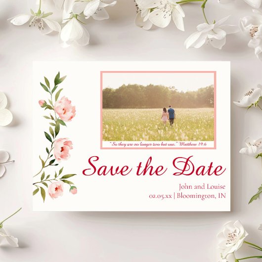 Floral Save the Date Christelijke bruiloft Briefkaart