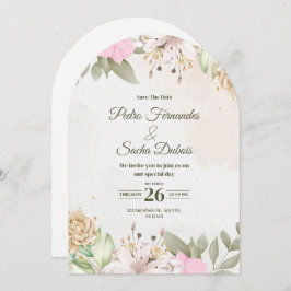 Floral Save The Date Invitation | Elegant Wedding  Kaart