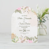 Floral Save The Date Invitation | Elegant Wedding  Kaart (Staand voorkant)