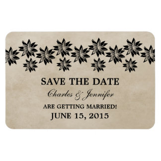Floral  Save the Date Magnet, Ebony Magneet