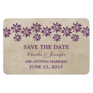 Floral Save the Date Magnet, Paars Magneet