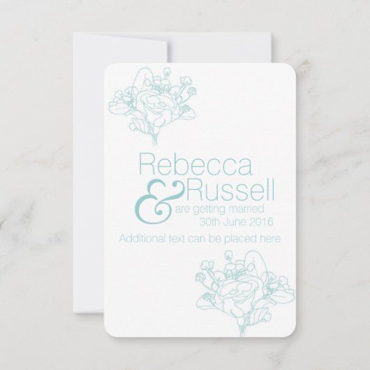 Floral Save the Date (Ocean Green) Kaart (Achterkant)