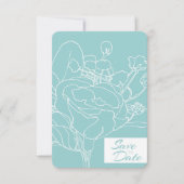 Floral Save the Date (Ocean Green) Kaart (Voorkant)