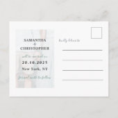 Floral Save the Date Puple & White Photo Wedding Aankondigingskaart (Achterkant)