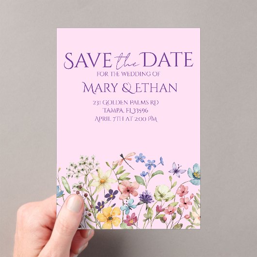 Floral Save the Date Wedding Invitation  Acryl Uitnodigingen (Insitu (Draagbaar))