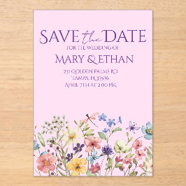 Floral Save the Date Wedding Invitation  Acryl Uitnodigingen