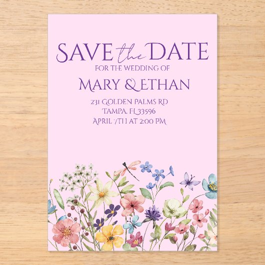 Floral Save the Date Wedding Invitation  Acryl Uitnodigingen (Voorkant)