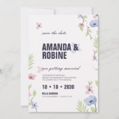 Floral Save the Date Wedding Invitation Kaart (Voorkant)