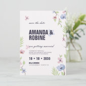 Floral Save the Date Wedding Invitation Kaart (Staand voorkant)