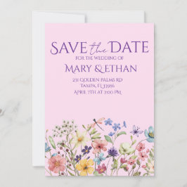 Floral Save the Date Wedding Invitation  Kaart