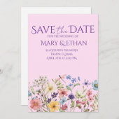 Floral Save the Date Wedding Invitation  Kaart (Voorkant / Achterkant)