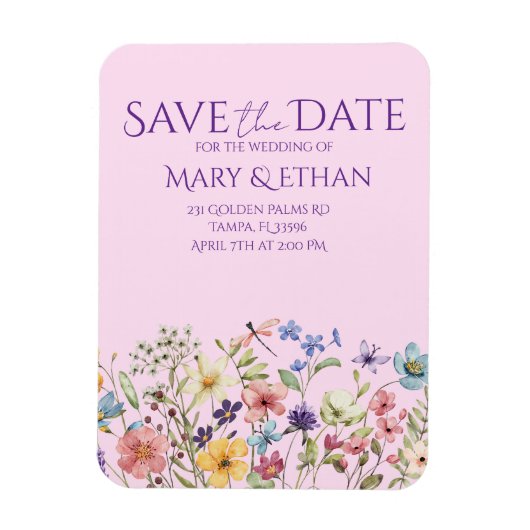 Floral Save the Date Wedding Invitation  Magneet (Verticaal)