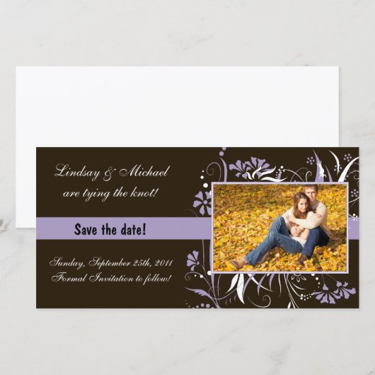 Floral Save the Date Wedding - Paarse (Voorkant / Achterkant)