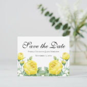 Floral Save the Date Yellow Rose Flower Verloving Briefkaart (Staand voorkant)