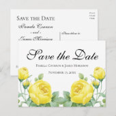 Floral Save the Date Yellow Rose Flower Verloving Briefkaart (Voorkant / Achterkant)