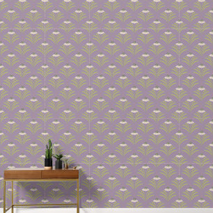Floral Scallop Pattern op Paarse Behang