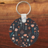 Floral Scandinavian Dark Sleutelhanger (Voorkant)