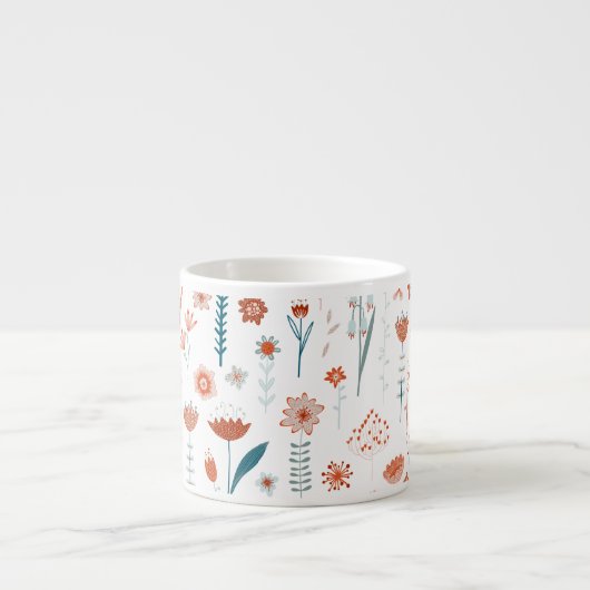 Floral Scandinavian Espresso Kop (Voorkant)