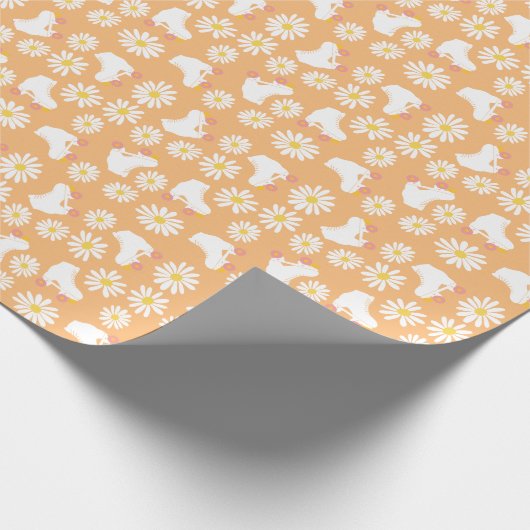 Floral Schaatsen Rollerskatroon Birthday Cadeaupapier (Hoek)