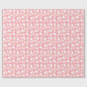 Floral Schaatsen Rollflating Pattern Birthday Roze Cadeaupapier (Vlak)
