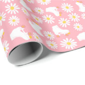 Floral Schaatsen Rollflating Pattern Birthday Roze Cadeaupapier (Rol Hoek)