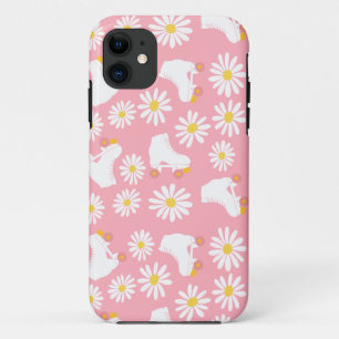 Floral Schaatsen Rollflating Pattern Birthday Roze Case-Mate iPhone Case
