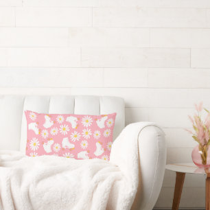 Floral Schaatsen Rollflating Pattern Birthday Roze Kussen