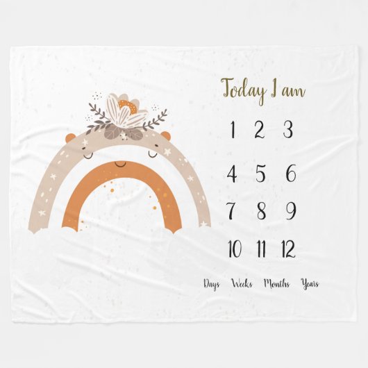 Floral schandi Rainbow Baby 1e jaar Mijlsteen    Fleece Deken (Voorkant (Horizontaal))