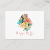 *~* Floral Schattige Baby Beer Cub Luier Raffle Informatiekaartje (Achterkant)