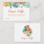 *~* Floral Schattige Baby Beer Cub Luier Raffle Informatiekaartje (Voorkant / Achterkant)