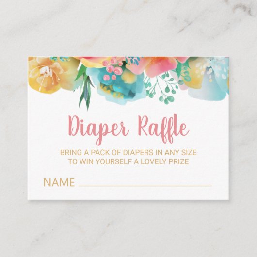 *~* Floral Schattige Baby Beer Cub Luier Raffle Informatiekaartje (Voorkant)