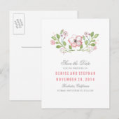 Floral Schattige Save the Date Briefkaarten (Voorkant / Achterkant)