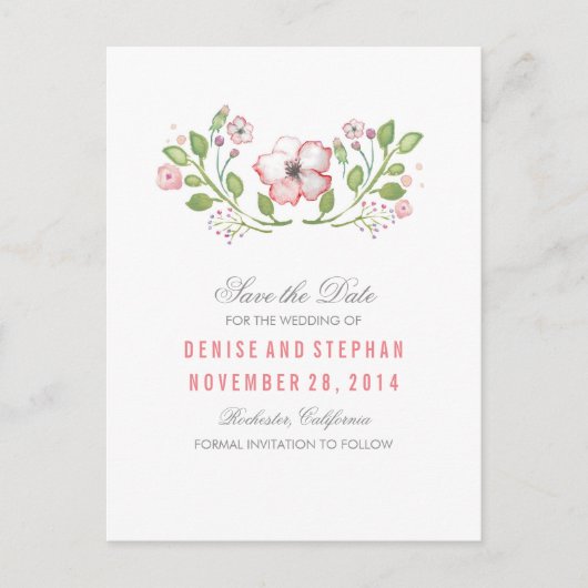 Floral Schattige Save the Date Briefkaarten (Voorkant)