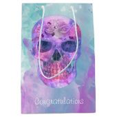 Floral schedel in de waterverf medium cadeauzakje (Voorkant)