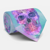 Floral schedel in de waterverf stropdas (Opgerold)
